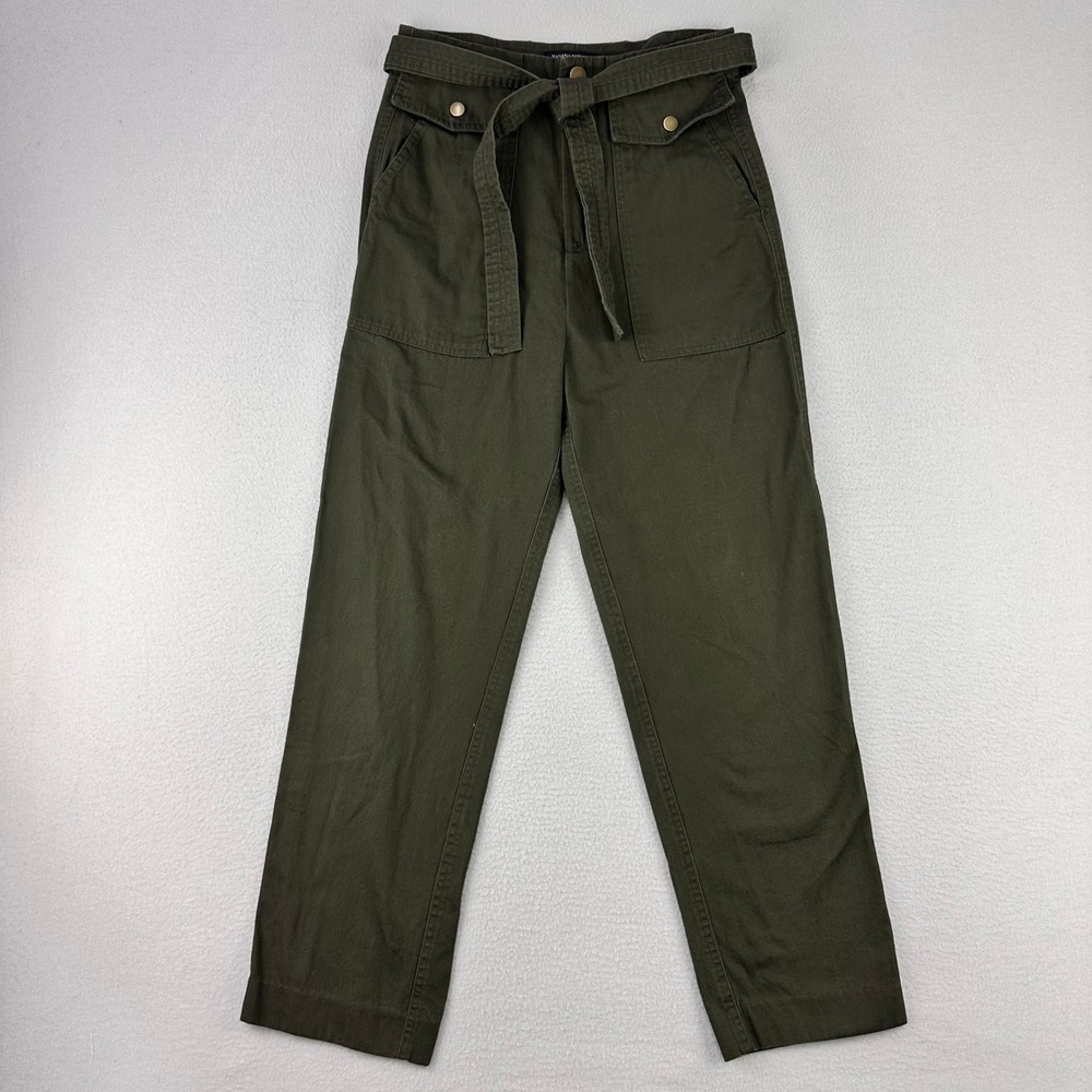 Banana Republic Heritage Explorer Pants Women 2 Green High Rise‎ Belted Pockets